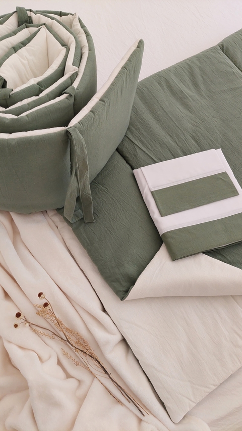 Set Cuna Colecho Verde Reverso Crudo