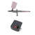 Aerógrafo Dupla Ação Bico 0.3mm / 20ml E 40ml - Acabamento Rosa + Mini Compressor 12v
