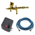 AEROGRAFO DE GRAVIDADE DUPLA AÇÃO BICO 0.2MM/9ML GOLD EDIÇÃO ESPECIAL+MINI COMPRESSOR 12V+MANGUEIRA TRANÇADA 1.8M 1/8x1/8.