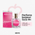 Frasco do perfume Pussycat Morango de 25ml com embalagem rosa, destacando que é livre de álcool, parabenos e gliceróis.
