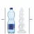 Comparação entre um plug anal transparente escalonado de 32 cm e uma garrafa de água de 1,5 L, ambos com a mesma altura.