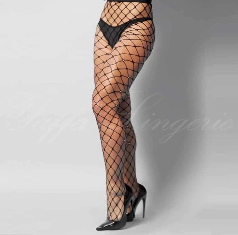 Meia Calça Arrastão Preta Yaffa Y2022