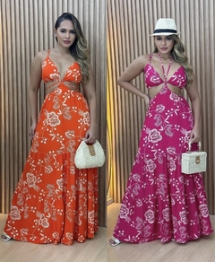 vestido longo amora estampado