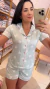 PIJAMA AMERICANO CURTO VERDE CORAÇÕES - DONA LU PIJAMAS
