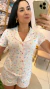 PIJAMA AMERICANO CURTO CORAÇÕES COLORIDOS FUNDO BRANCO - loja online