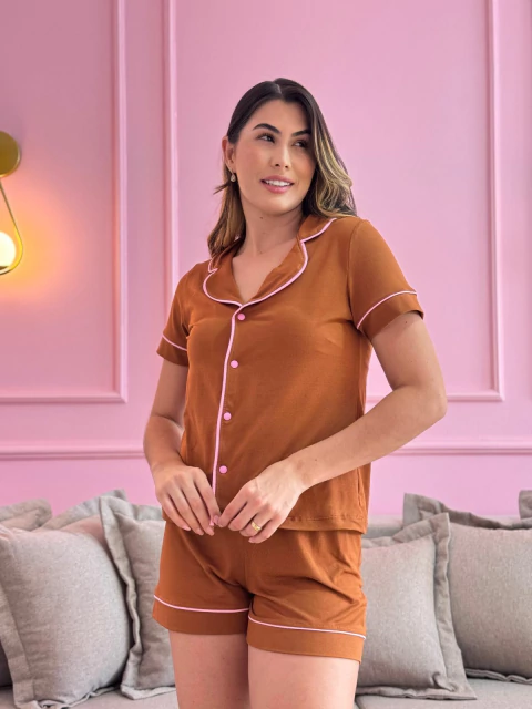 PIJAMA AMERICANO CURTO TERRACOTA - comprar online