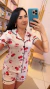 PIJAMA AMERICANO CURTO CEREJA - DONA LU PIJAMAS