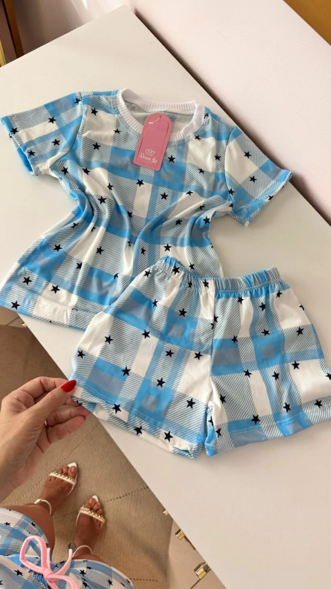 PIJAMA INFANTIL BABY BLOOM XADREZ AZUL - comprar online