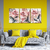 Trio Quadros Decorativos Tela Floral Rosa Sala Trio