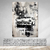 Quadro Decorativo em Tela Canvas Grande 3D Colagem Carro Preto Branco V01 - comprar online