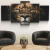 Quadro Decorativo Mosaico Leao Juda Preto Dourado 158x65