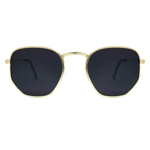 ÓCULOS DE SOL MIAMI - HEXAGONAL - PRETO C/ DOURADO - comprar online