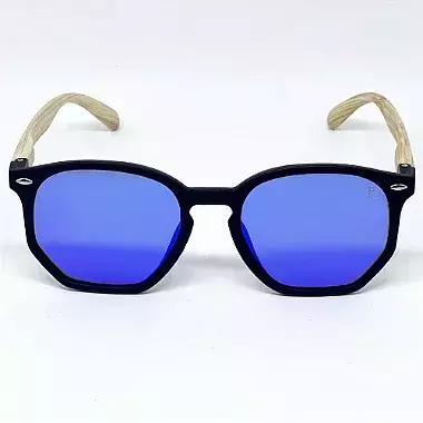 ÓCULOS DE SOL IPANEMA WOOD - AZUL ESPELHADO COM HASTE CLARA - comprar online
