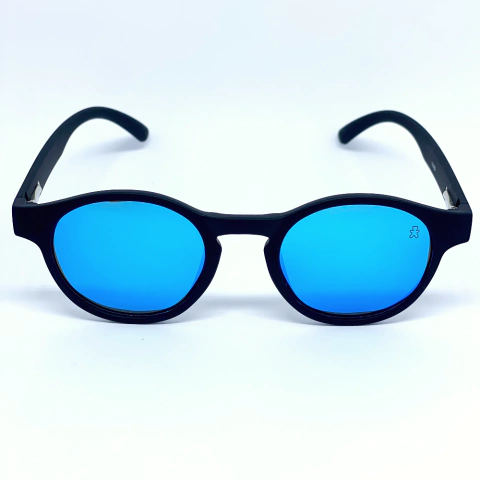 ÓCULOS DE SOL POLARIZADO CANCÚN - PRETO FOSCO C/ AZUL ESPELHADO