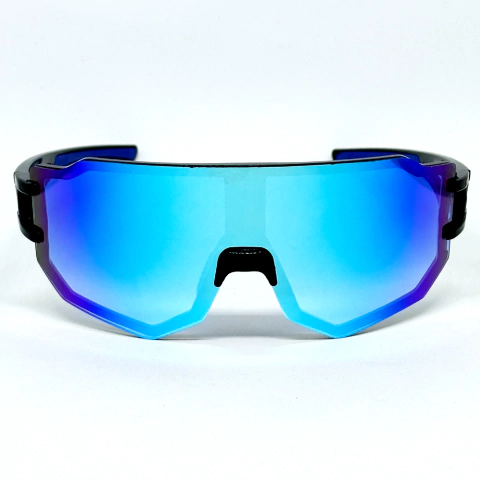 ÓCULOS DE SOL ESPORTIVO FLASH - PRETO COM AZUL ESPELHADO