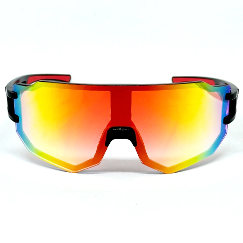 ÓCULOS DE SOL ESPORTIVO FLASH - PRETO COM VERMELHO ESPELHADO