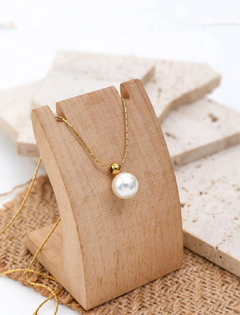 Collar De Acero Inoxidable Con Colgante De Moda De Perla Sintética Para Mujer, Adecuado Para Uso Diario