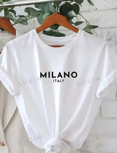 SHEIN Essnce Camiseta de manga corta casual para mujer con cuello redondo y estampado de letras, adecuada para atuendos cotidianos en primavera y vera