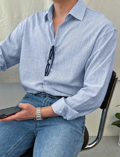 DAZY Hombres Camisa de rayas con botón delantero - comprar en línea