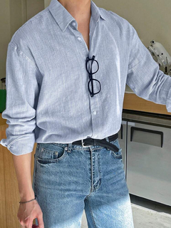 DAZY Hombres Camisa de rayas con botón delantero