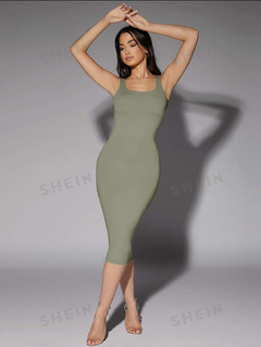 SHEIN BAE Vestido Ajustado Sin Mangas De Color Sólido Para Mujer en internet