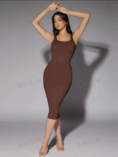 SHEIN BAE Vestido Ajustado Sin Mangas De Color Sólido Para Mujer - Yoa Sales Havana