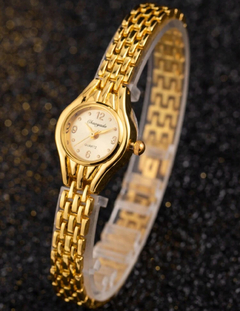 1 pieza de relojes de mujer sencillos y elegantes de marca de lujo dorado para mujer, relojes de cuarzo para damas - comprar en línea