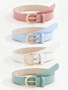 Conjunto de 4 cinturones de hebilla cuadrada de metal para mujer, cinturón sencillo y versátil para uso diario, combina con vestidos, jeans,pantalones