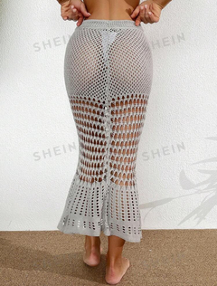 SHEIN Swim unicolor Ahuecado Tejer Ver A Través De Cola De Pez Cubrir - comprar en línea