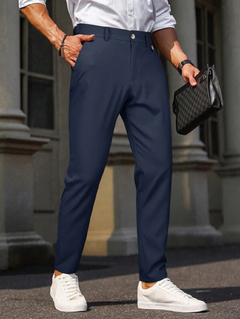 Pantalones de traje unicolor con bolsillo oblicuo