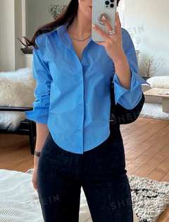 SHEIN Essnce Camisa informal de trabajo de manga larga de unicolor para mujer en primavera/verano - comprar en línea
