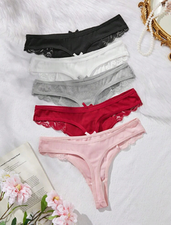 paquete de 5 bragas tipo tanga simples para mujeres, calzones cómodos - comprar en línea