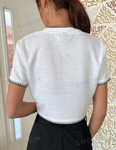 DAZY Camiseta Parchada De Bolsillo Con Borde De Contraste - comprar en línea