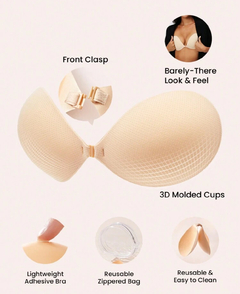 LUVLETTE Sujetador invisible sin tirantes con push-up sin espalda y con bolsa con cremallera, tallas grandes - comprar en línea
