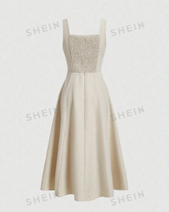 SHEIN MOD Vestido largo de mujer sin mangas de tela jacquard color albaricoque, vestido de invierno, vestido para fiesta de Navidad, vestido para Noch en internet