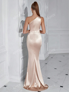 ADYCE Vestido de cóctel elegante para dama de honor con un solo hombro, plisado y abertura con muslo, para fiesta, baile, gala, evento formal, noche d - comprar en línea