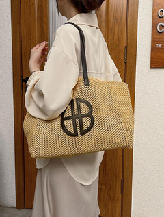 Bolso de mano de paja tejido para mujeres con decoración de lazo y pañuelo, bolso de hombro de gran capacidad para el verano, ligero en internet