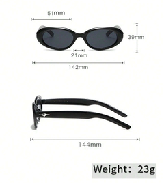 1 pieza Gafas de moda ovaladas negras con decoración de estrella para mujer, adecuadas para el transporte diario, viajes y uso de sombrillas de moda a en internet