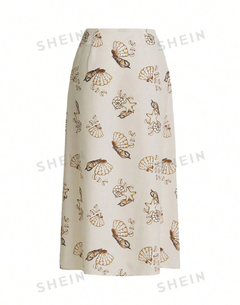 Falda casual de mujer artista con estampado y abertura lateral para primavera y verano - comprar en línea