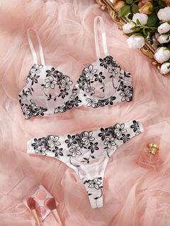 Conjunto romántico de 2 piezas sujetador con aros y pantie color rosa para mujer, lencería sexy en internet