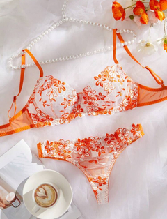 Conjunto romántico de 2 piezas sujetador con aros y pantie color rosa para mujer, lencería sexy - Yoa Sales Havana