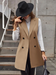 SHEIN Clasi Chaleco De Cuello De Solapa Con Doble Botonadura Y Sin Mangas - comprar en línea