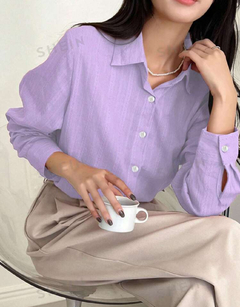 Camisa unicolor con botón delantero - Yoa Sales Havana