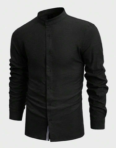 Camisa algodón unicolor con botón delantero - comprar en línea