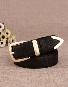 Cinturón de litchi en relieve moda versátil con hebilla metálica para vida diaria - comprar en línea