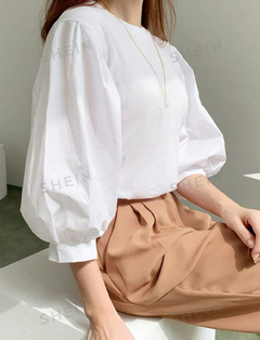 Blusa Solida Con Manga Abullonada en internet