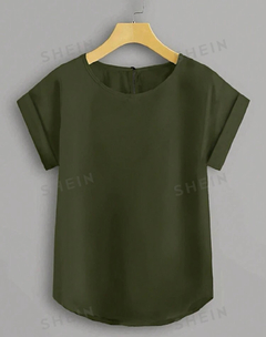 Blusa unicolor de manga murciélago de espalda con abertura de ojo