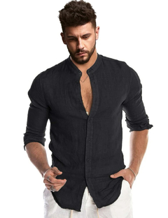 Camisa con botón de cuello alzado