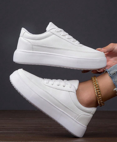 Zapatos Blancos Para Mujeres Con Suela Gruesa, Zapatos Deportivos, Planos Y Ligeros