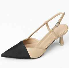 Mujer Tacones de dos tonos de punta tacón pirámide de talón abierto elegante exterior - comprar en línea
